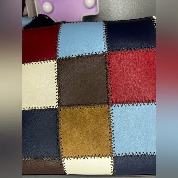 Coach Alter/Ego Shoulder Bag In Checkerboard Upcrafted Leather - Bluebell - Picture 7 of 11